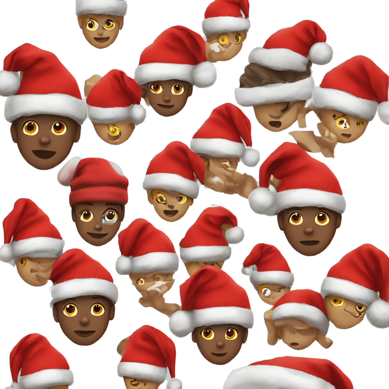 boys wearing santa hats outdoors emoji