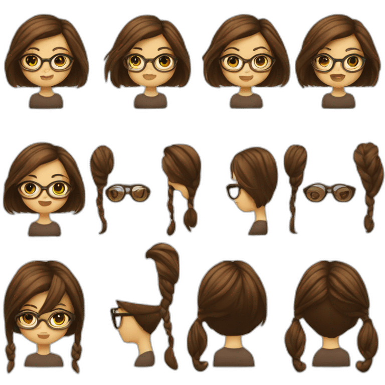 Fille a lunettes cheveux bruns au carré emoji