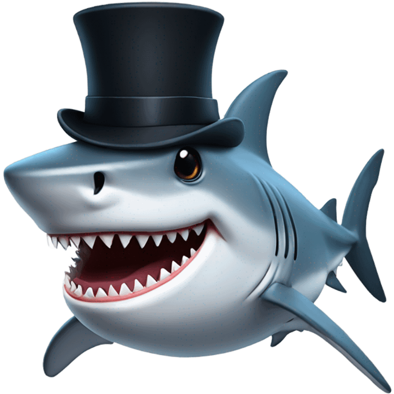 Shark with a top hat emoji