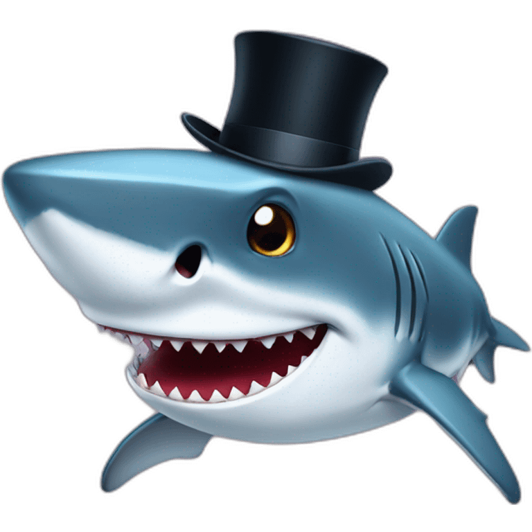 Shark with a top hat emoji