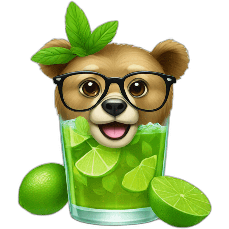 bear with glasses drinking mojito emoji