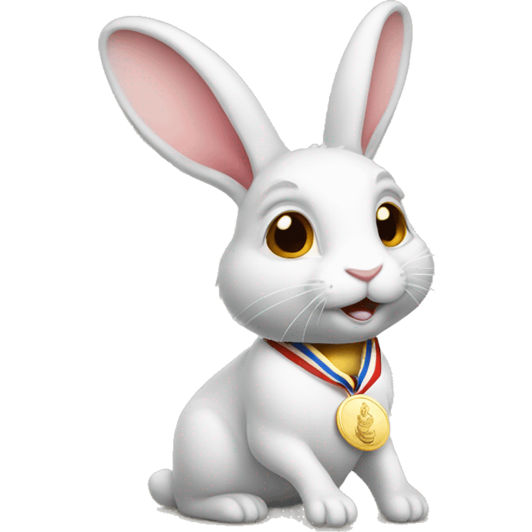 Rabbit with gold medal emoji