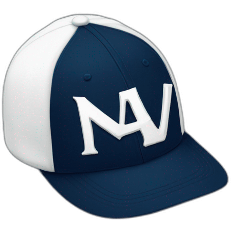 navy baseball cap with a white R on the front emoji