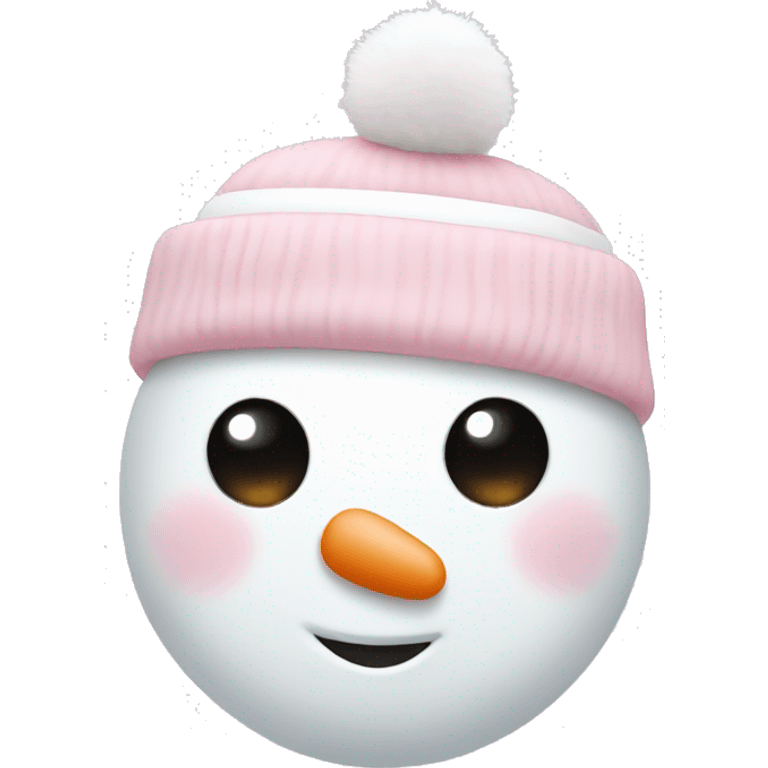 Cute white and light pink snowman emoji