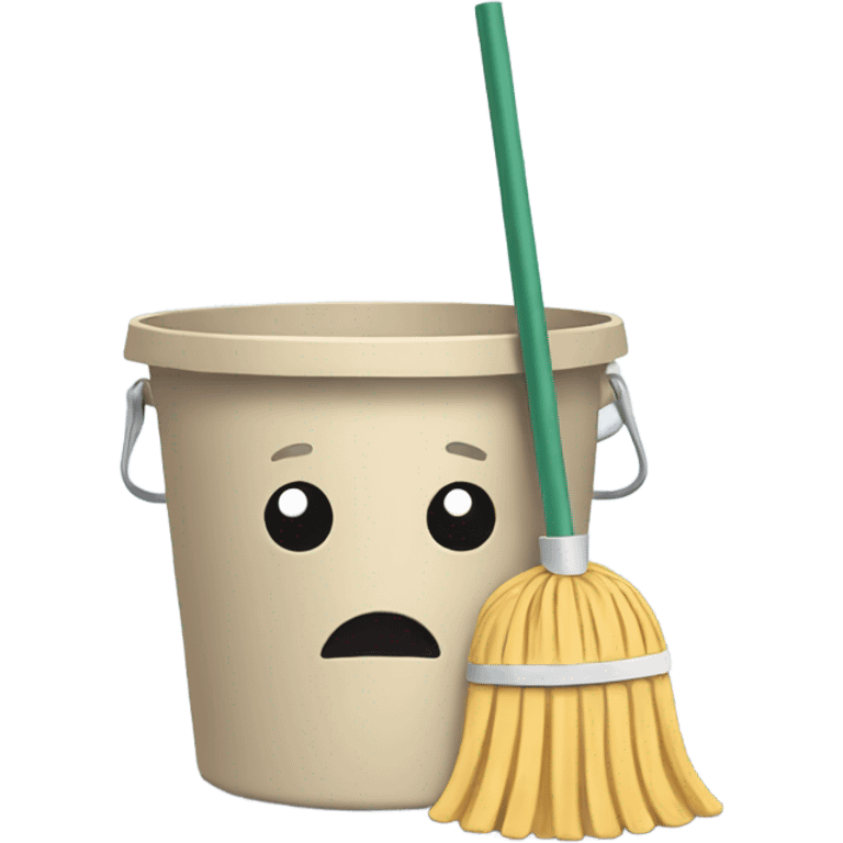 Flat mop and beige bucket emoji