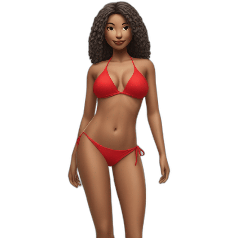 Sexy pose soft-fit woman red bikini (beach body) realism emoji