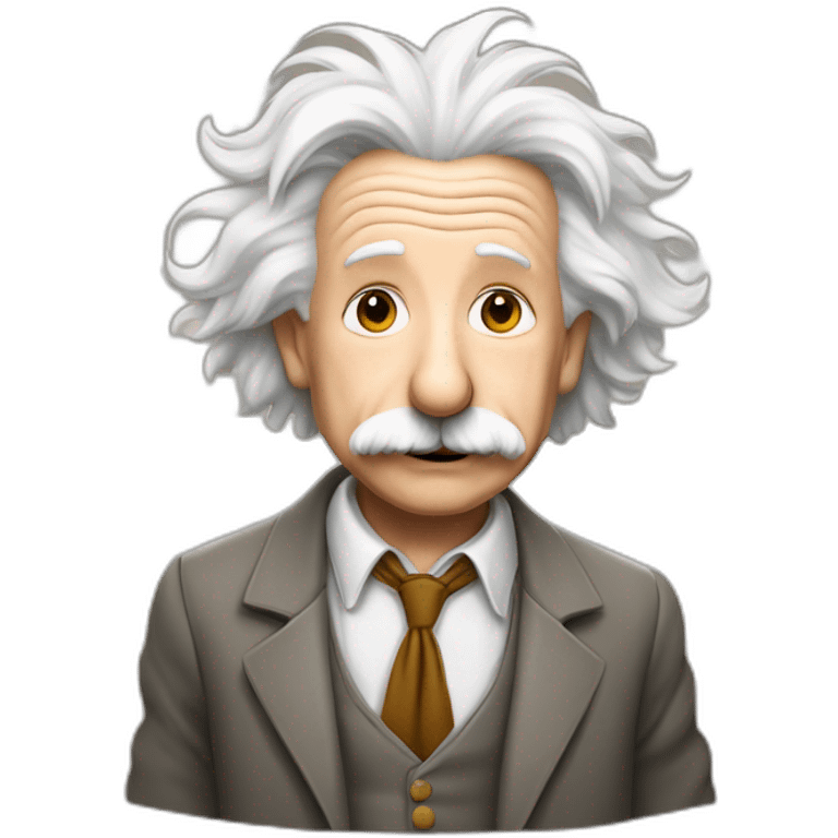 Einstein qui porte une blouse blache avec un coeur saignant entre les mains  emoji