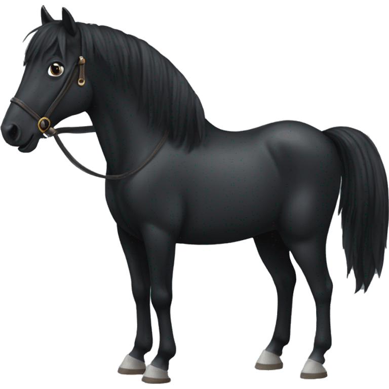 Totally black horse with a simple saddle emoji