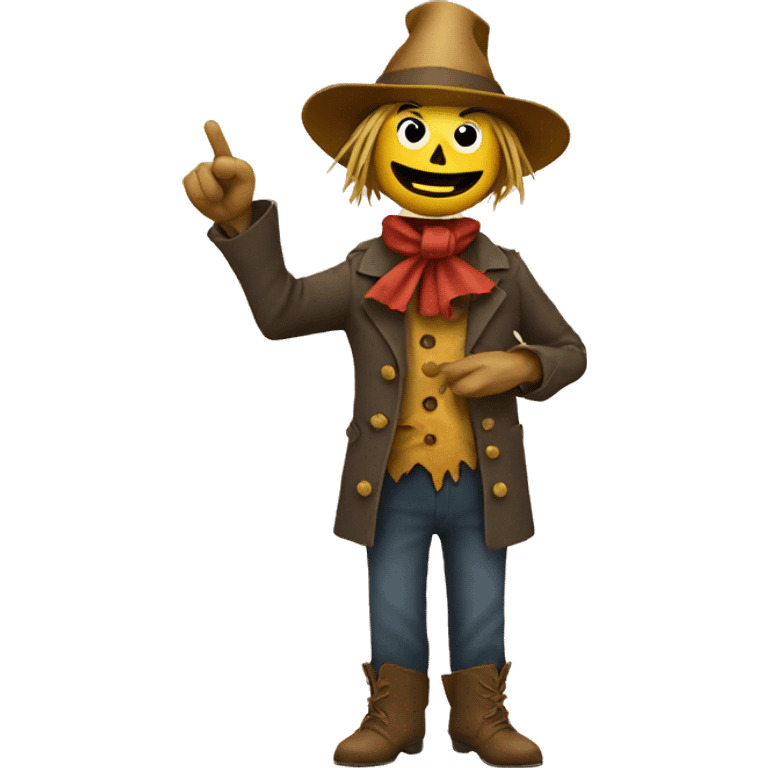 Scarecrow pointing fingers in different directions emoji