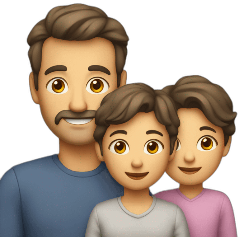 famille avec deux enfants, un mère et un père de 40 ans emoji