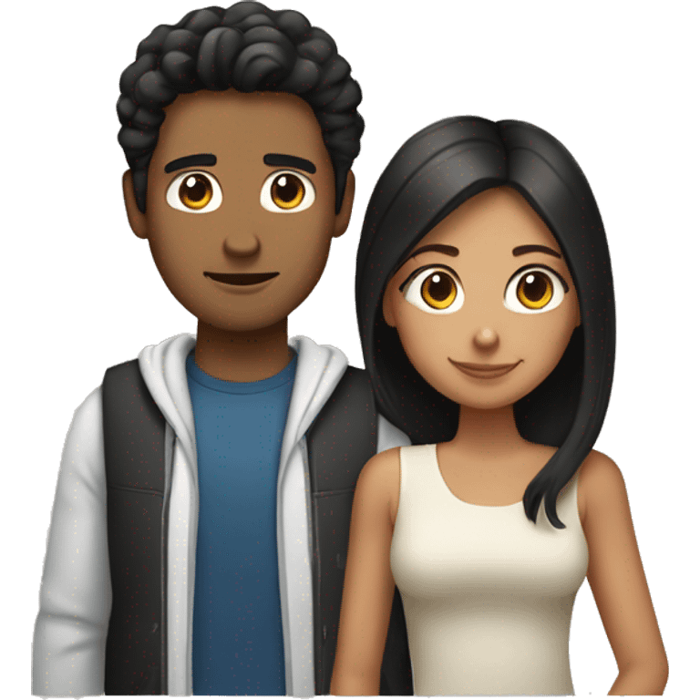 couple with brown haired girl and a white guy with black hair  emoji