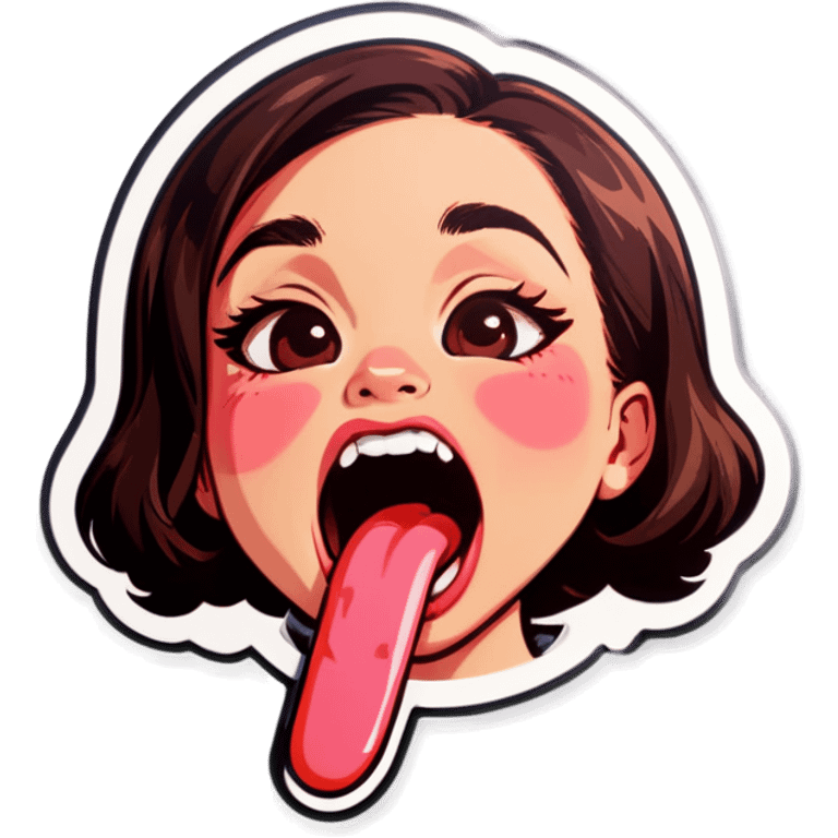 Licking mouth while blushing emoji