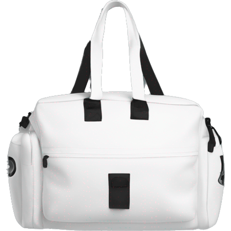 all white shoulder gym bag, white strap emoji