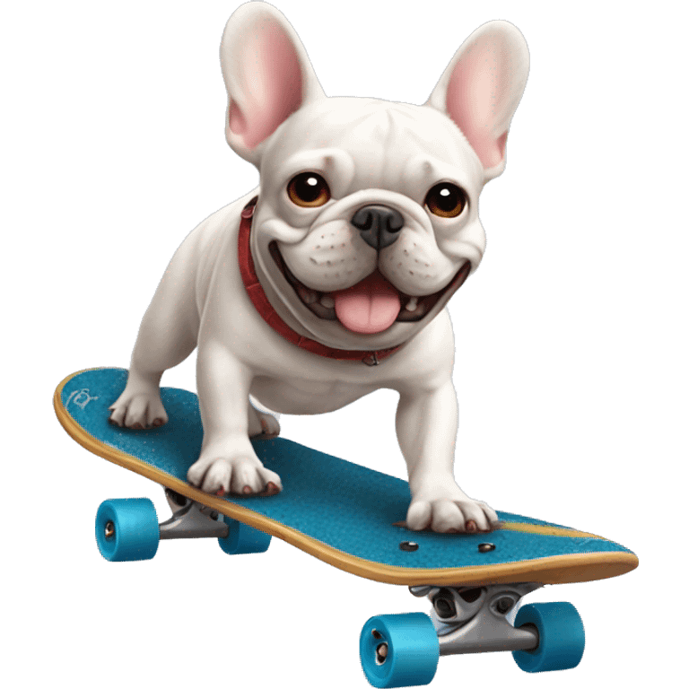 French bulldog riding a skateboard emoji