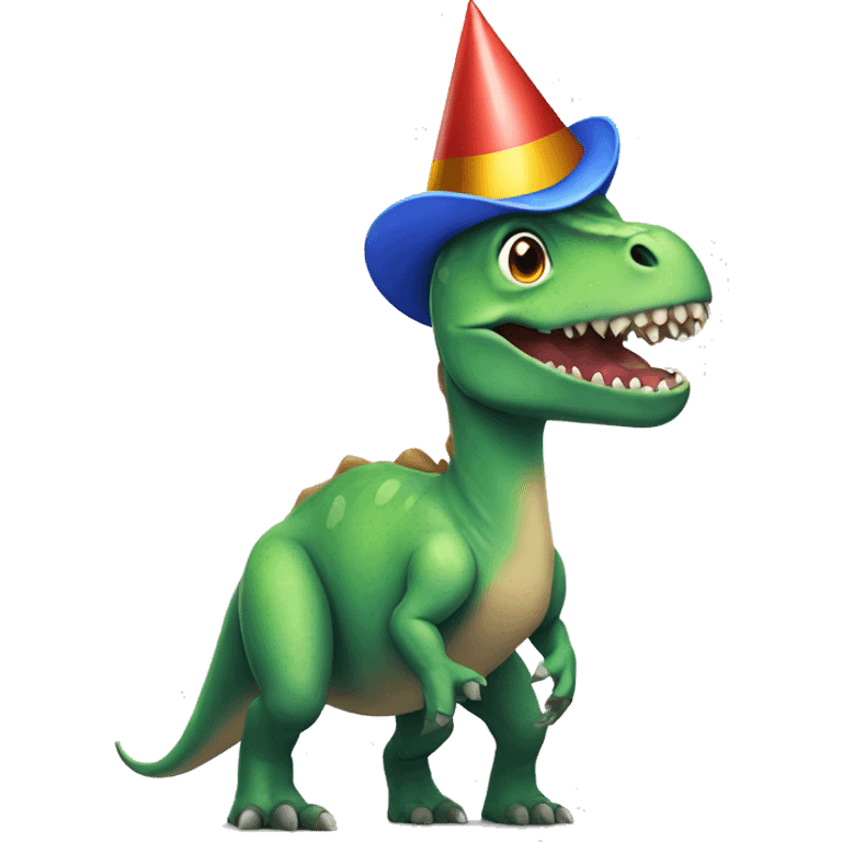 dinosaur with party hat emoji