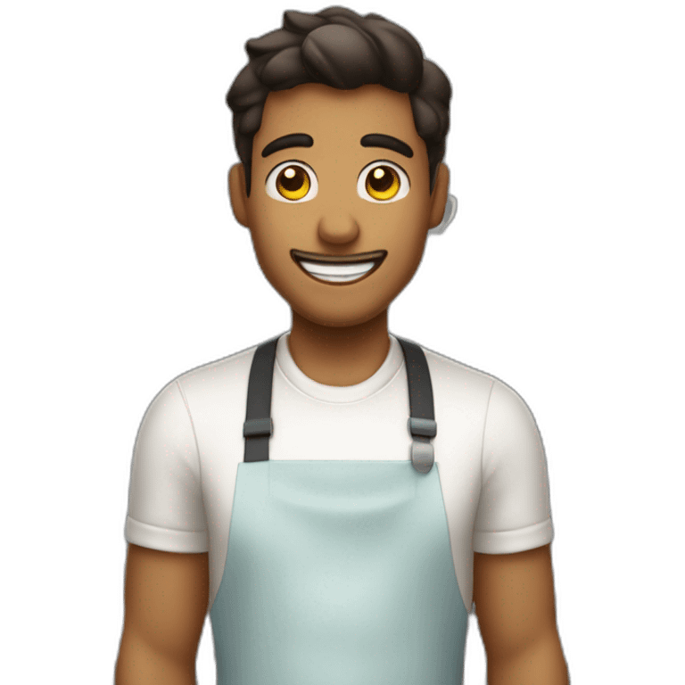 the barista is tired, but everything is smooth, he smiles and continues to work. emoji