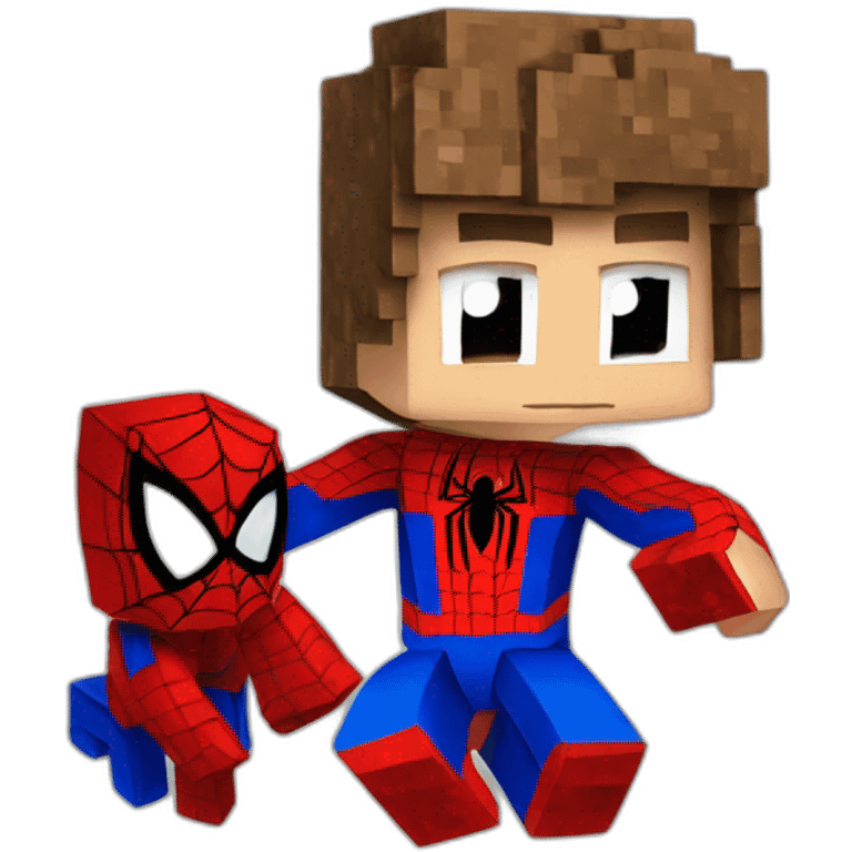 Spiderman playing Minecraft emoji