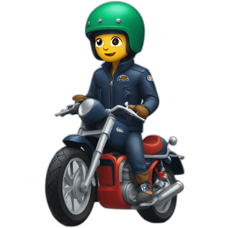 In motociclye with lacoste puffer emoji