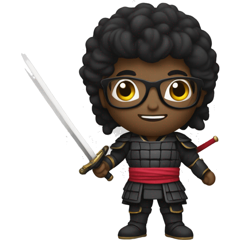 Black samurai nerd with sword  emoji