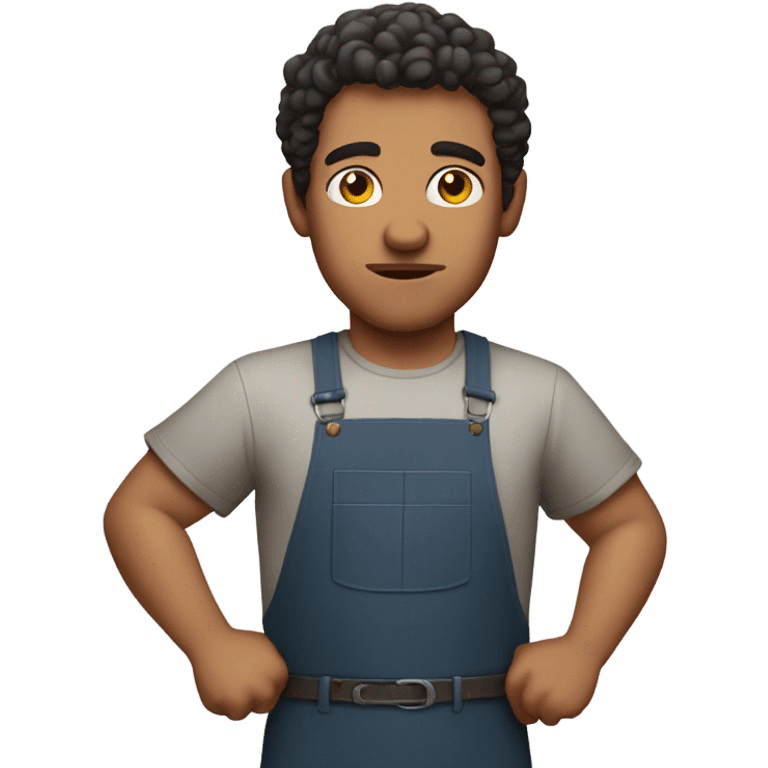 Mexican guy with short curly hair chopping pork emoji