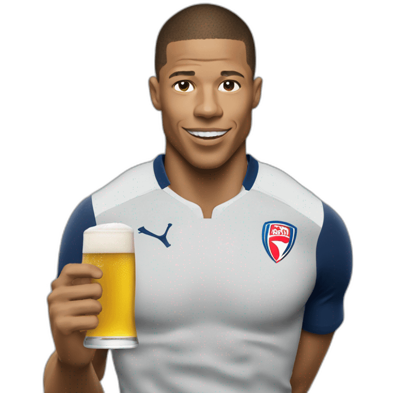 Kilian mbappe qui boit de la bière emoji