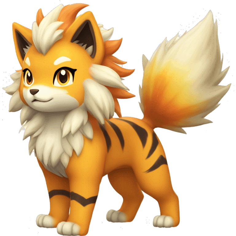 Colorful Shiny Kawaii Cute Tiger-Arcanine—Vulpix-Fakémon-Pokémon full body emoji