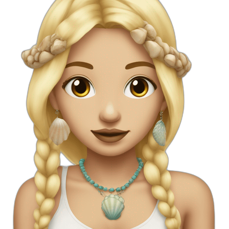 blonde boho girl with face piercings and a shell necklace emoji