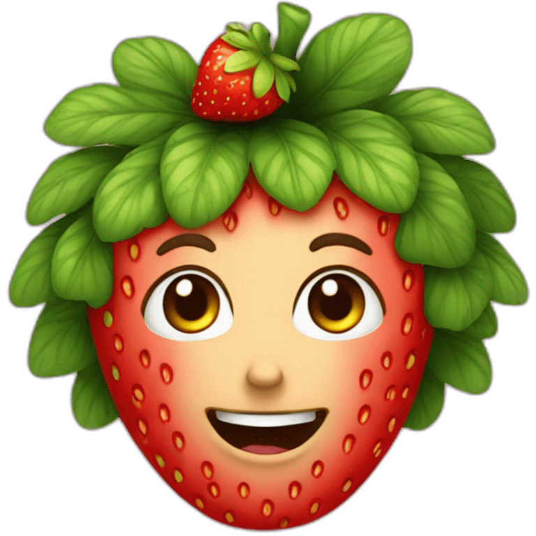 A strawberry with a curly hair emoji