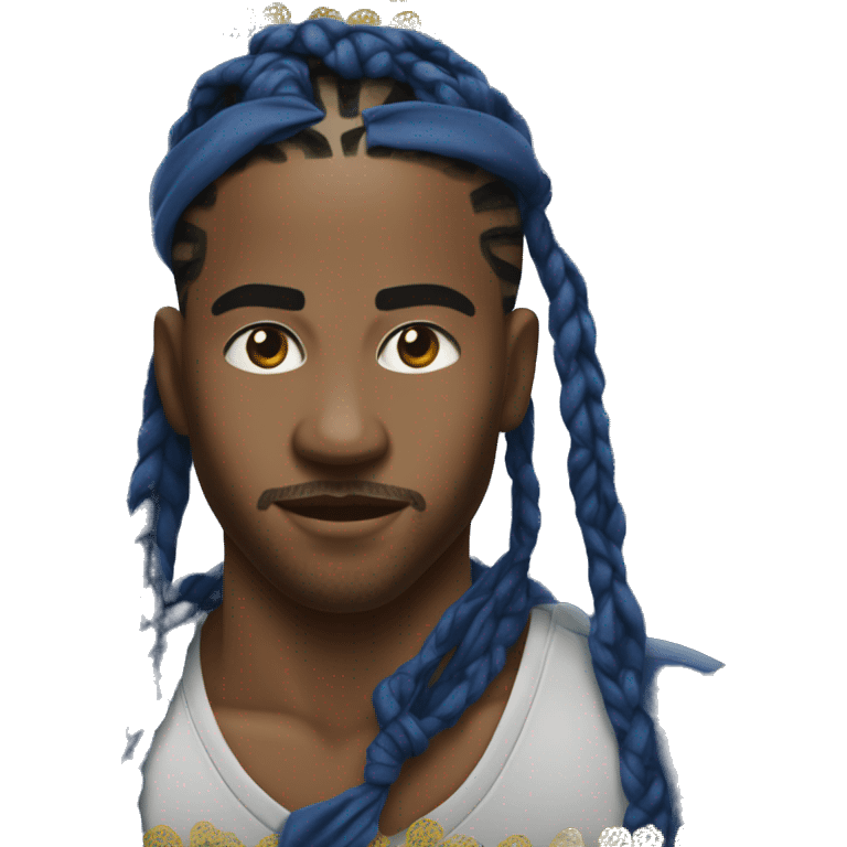 Dark blue bandana on man with cornrow hairstyle emoji