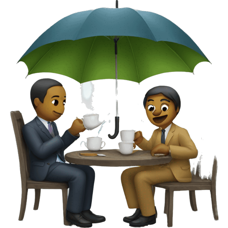 drinking tea with umbrella emoji