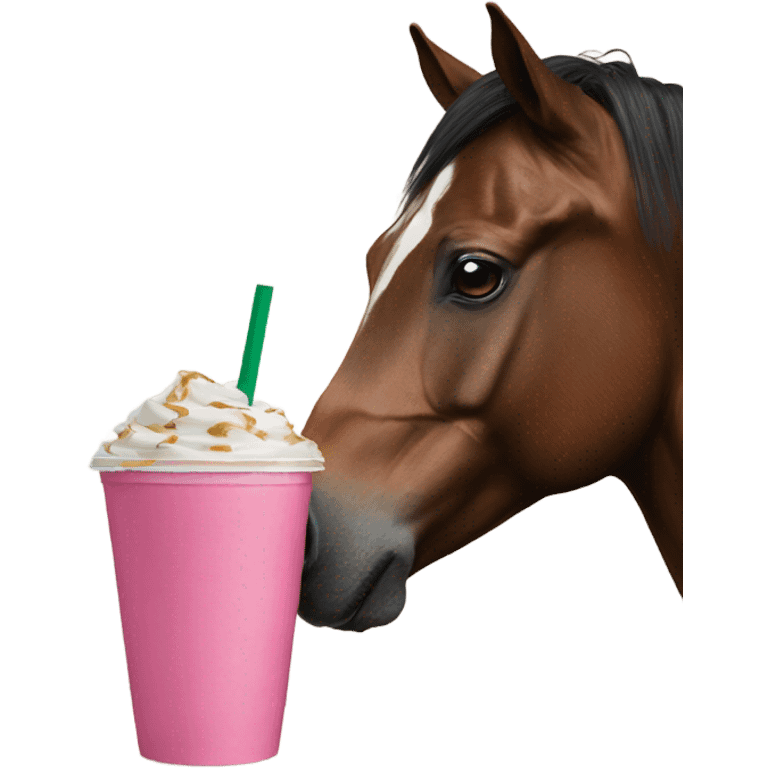 horse drinking a starbucks pink drink  emoji