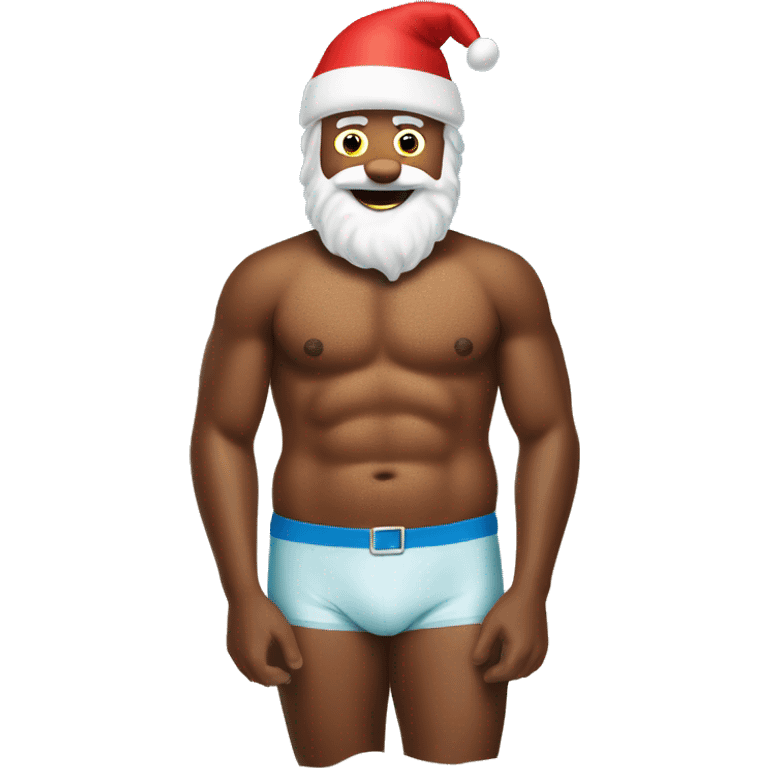 A sunburnt Santa in speedos sunbathing on the beach  emoji