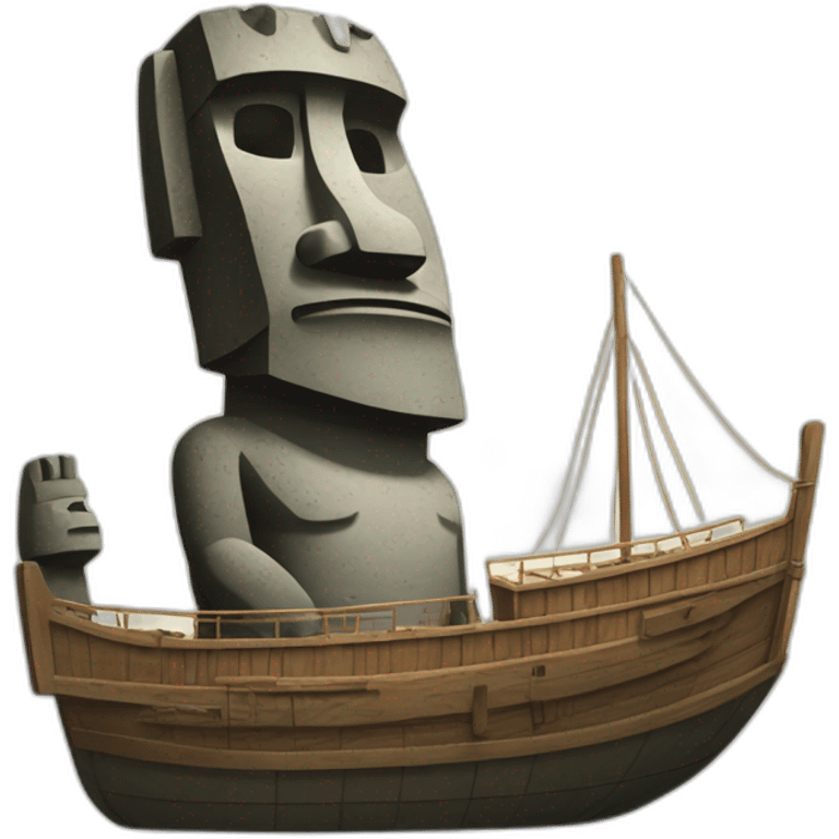 Un moai sur un bateau emoji