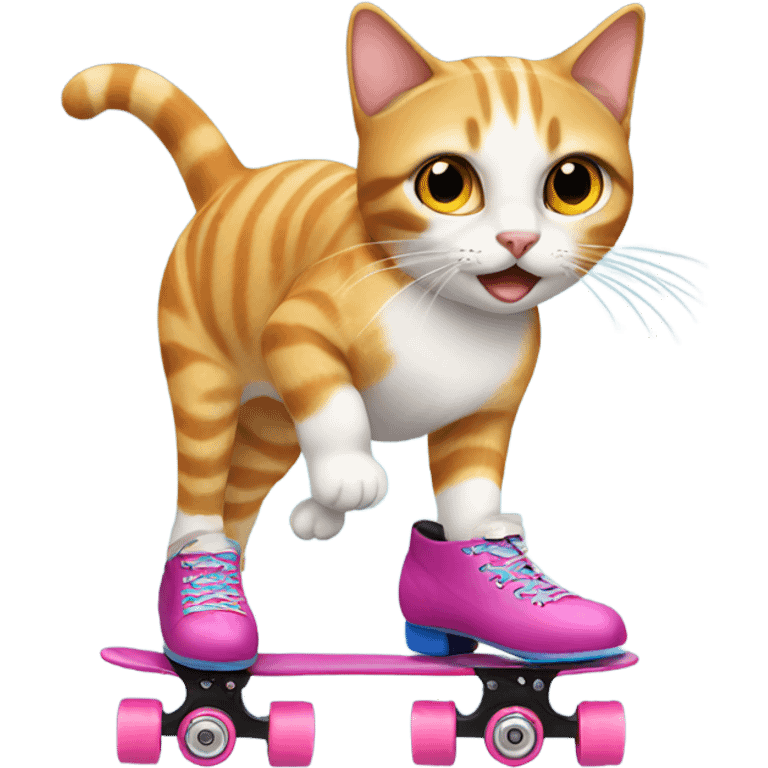 Cat riding rollerskates emoji