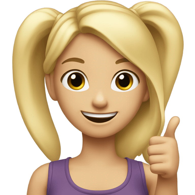 a girl with blonde ponytail thumbs up   emoji