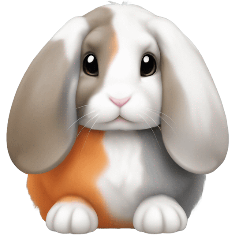 3 cute orange, gray, and mix colored holland lop bunnies emoji