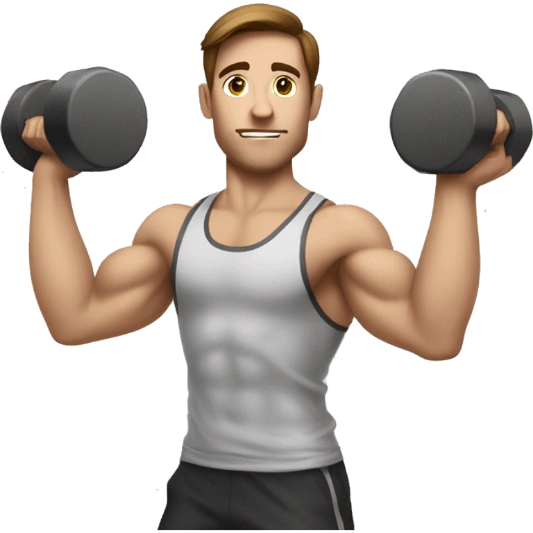 white nerd guy with brown hair doing weight training emoji