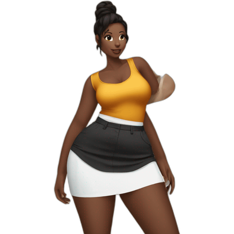 curvy-beauty-black-skirt white knikers view from below emoji