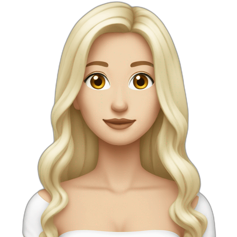 caucasian long hair blonde brown eyes strapless white top gray tight mini skirt emoji