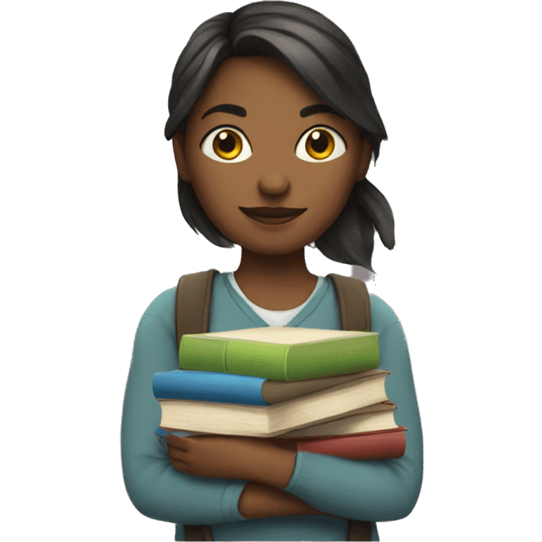 An girl with books and ball emoji