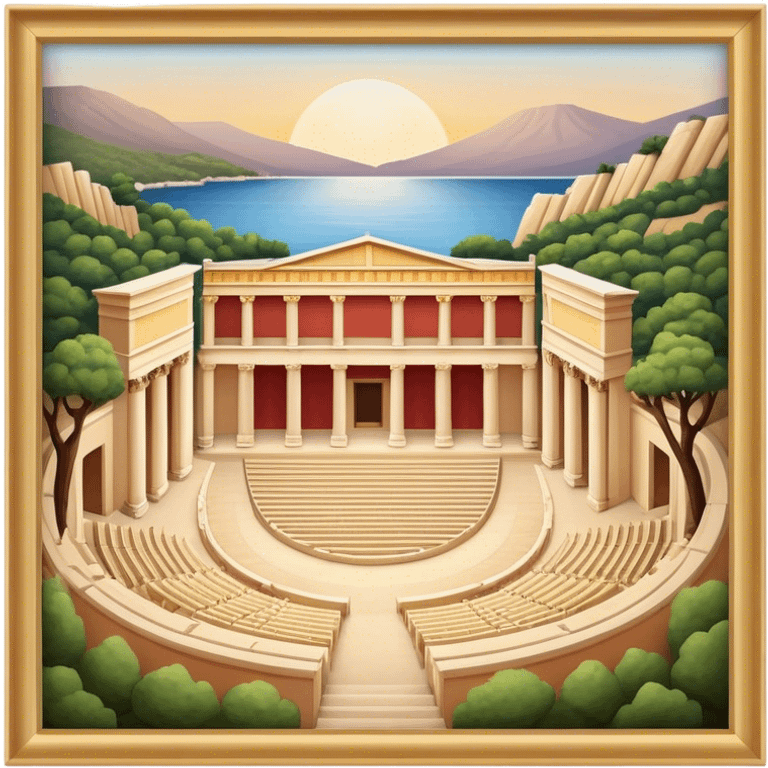 Cinematic Realistic Theatre of Epidaurus Landmark Emoji, depicted as a classical open‚Äêair theatre nestled in nature rendered with soft textures and serene, historical lighting. emoji