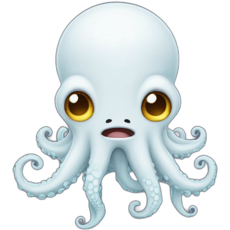 cute white kraken with cute face crying emoji