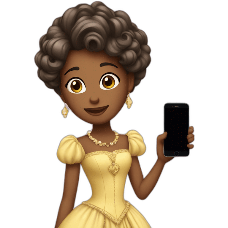 Princesa usando um iphone emoji