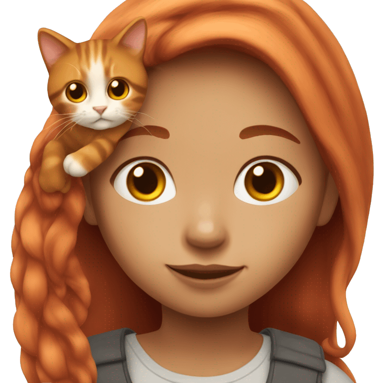 Red long hair girl with calico cat emoji