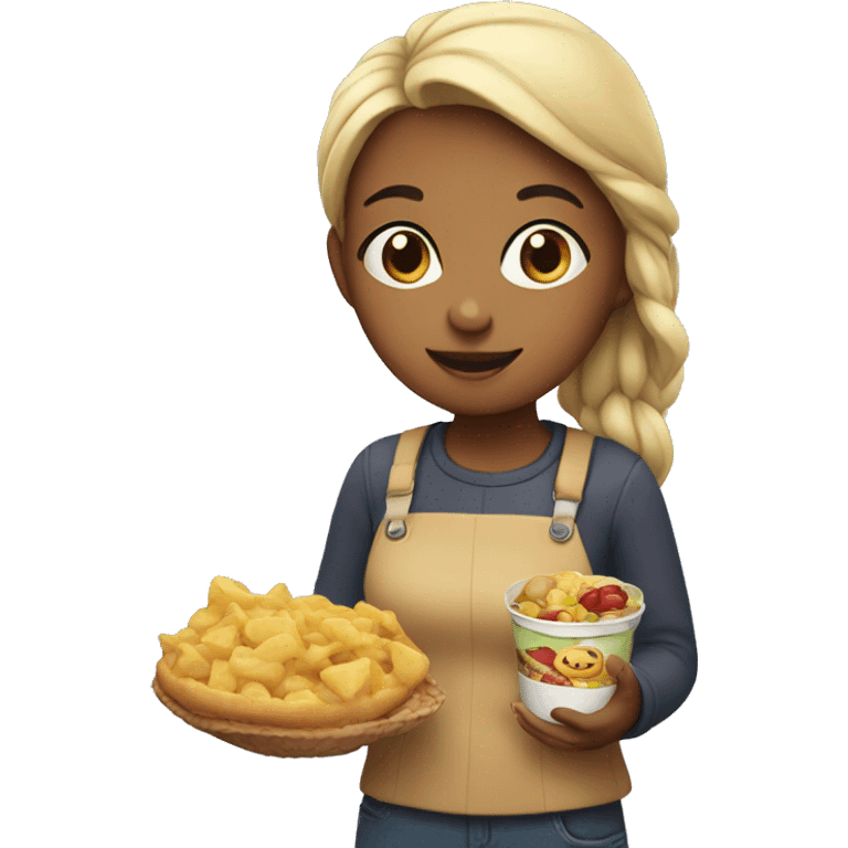 girl with food in hand emoji