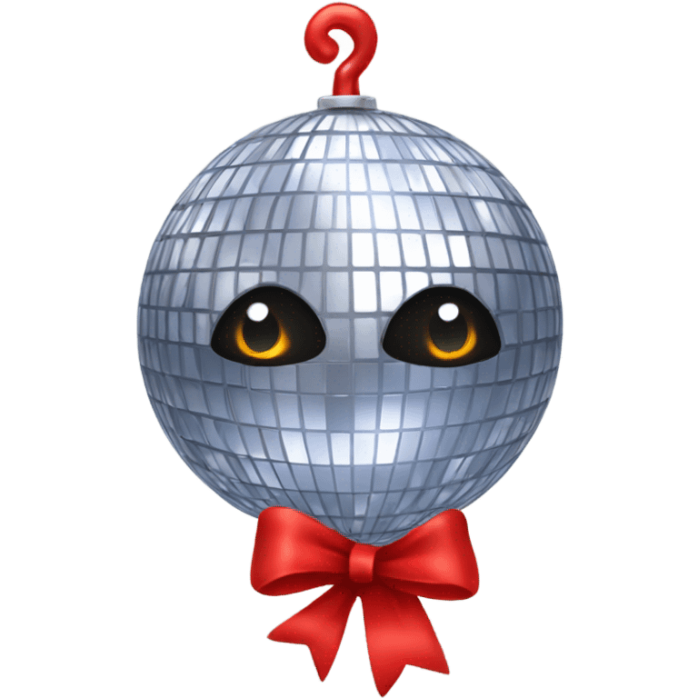 disco ball with red bow on the top  emoji