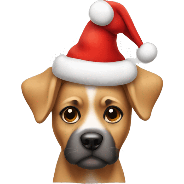 Cute dog wearing christmas hat emoji