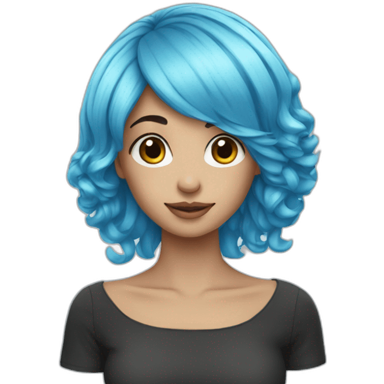 very beautiful blue hair girl emoji