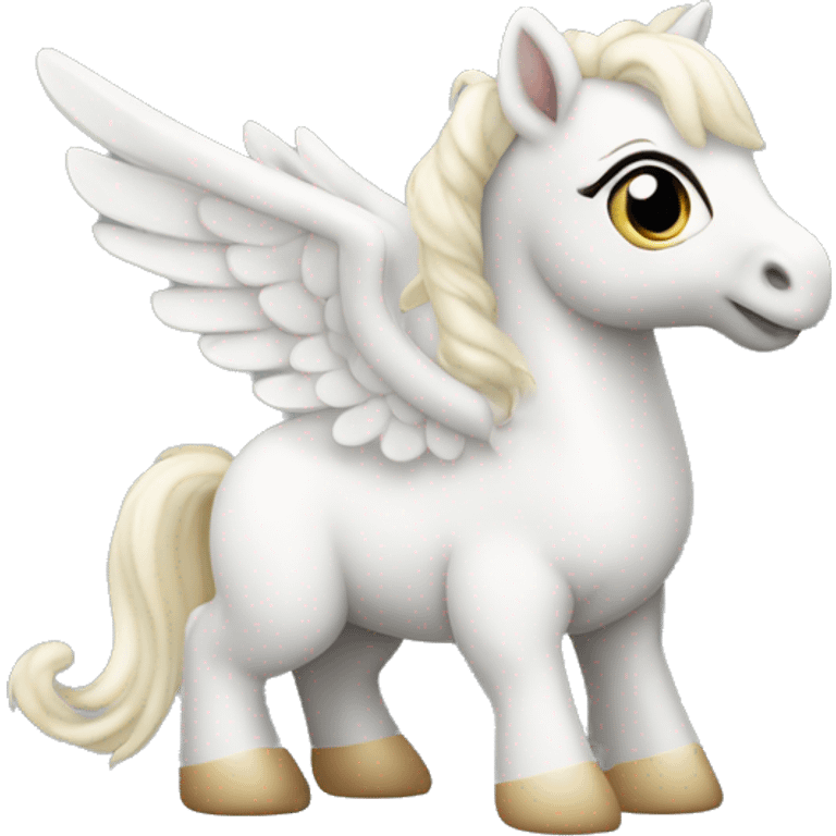 White crème Baby Pegasus sitting  emoji