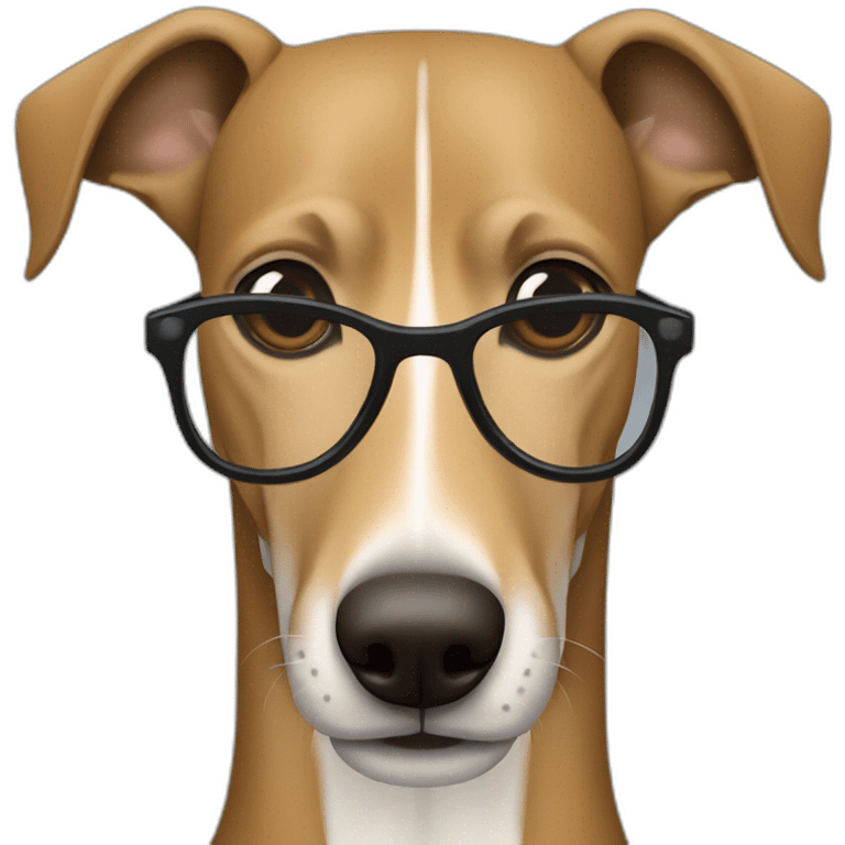 Brown Greyhound with man blue eyes and light blonde Brown Hair and glasses emoji